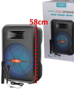 Parlante 15" 1882 con luz 1 microfono inalambrico + 1 con cable usb sd fm bluetooth