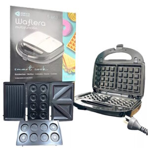 Sandwichera 5 en 1 waflera, cookie, tostadora, dona, sandwichera