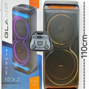Parlante torre doble de 15" ALTA CALIDAD con luz rgb microfono usb sd fm bluetooth glamp 1434