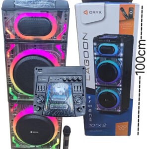 Parlante torre doble de 10 ALTA CALIDAD con luz rgb microfono usb sd fm bluetooth lagoon 1433