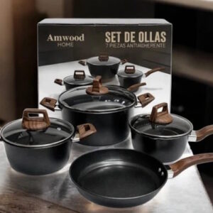 Set de 3 Ollas 1 Sarten antiadherente amwood