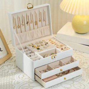 Alternative view of Organizador Alhajero  De Joyas De 3 Capas, Portátil, Con Cerradura blanco o negro