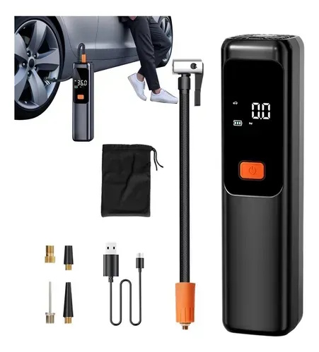 Compresor inflador de auto moto pelota bicicleta recargable usb c